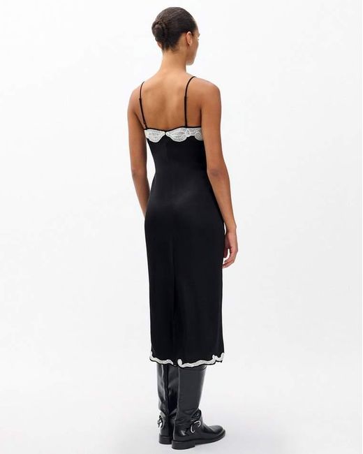 Rag & Bone Black Ann Embroidered Slip Dress