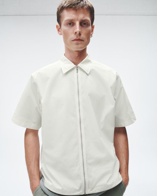 Rag & Bone White Noah Cotton Zip Shirt for men