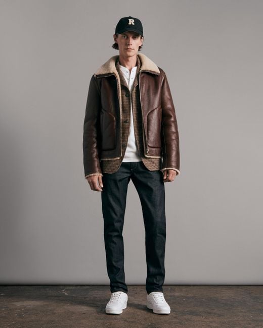 Rag & Bone Leather Stanley Shearling Jacket in Brown (Gray) for Men Lyst