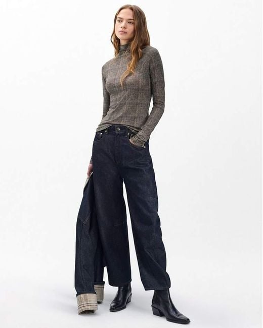 Rag & Bone Brown Shaw Plaid Turtleneck Tee