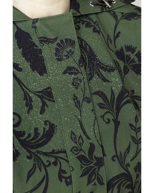RainSisters Green Fit And Flare Coat With Pleated Skirt