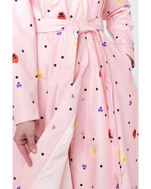 RainSisters Pink Fit And Flare Coat With A-Line Skirt