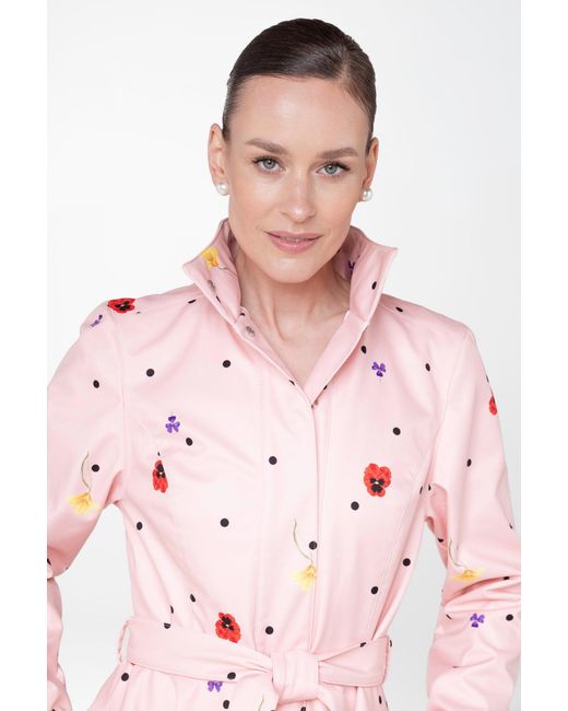 RainSisters Pink Fit And Flare Coat With A-Line Skirt