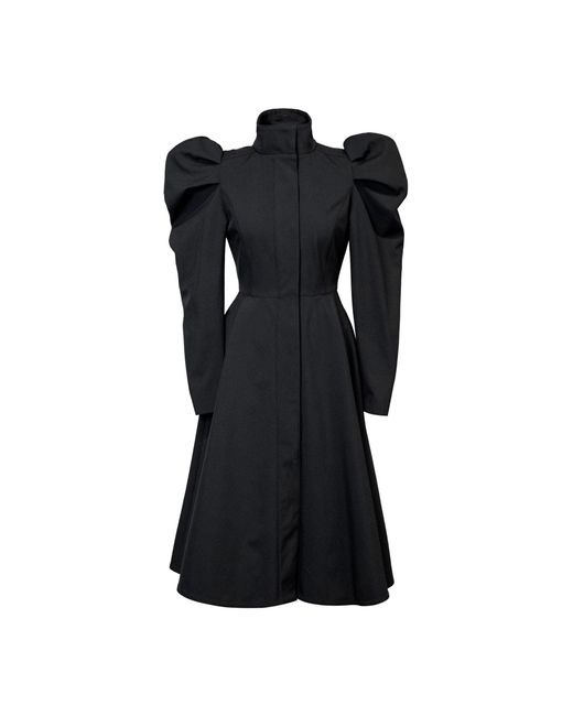 RainSisters Blue Fit And Flare Coat With Balloon-Styled Sleeves