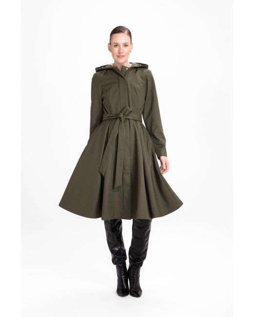 RainSisters Natural Fit And Flare Coat With Pleated Skirt