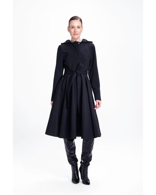 RainSisters Blue Fit And Flare Coat With Full Circle Skirts