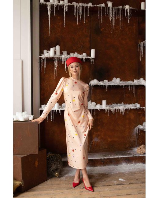 RainSisters Brown Long Sleeve Midi Dress