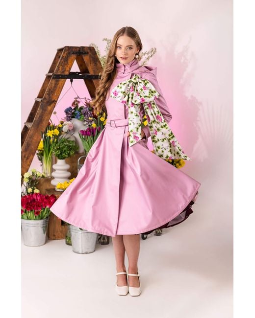 RainSisters Pink Double Breasted Trench Coat