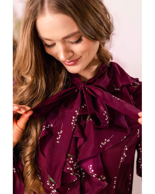 RainSisters Red Floral Midi Dress With Ruffles