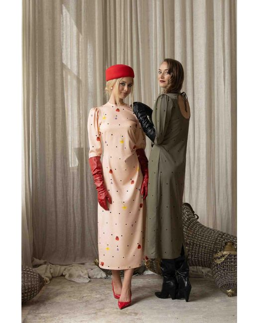 RainSisters Brown Long Sleeve Midi Dress