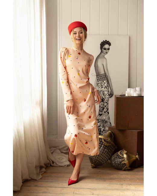 RainSisters Brown Long Sleeve Midi Dress