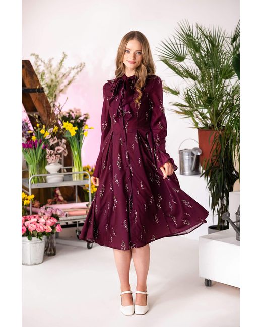 RainSisters Red Floral Midi Dress With Ruffles