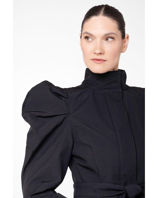 RainSisters Blue Fit And Flare Coat With Balloon-Styled Sleeves