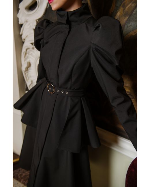 RainSisters Blue Fit And Flare Coat With Balloon-Styled Sleeves