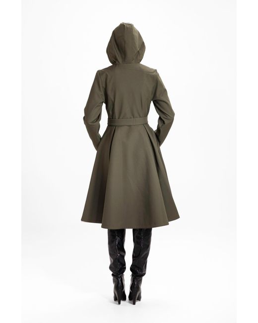 RainSisters Natural Fit And Flare Coat With Pleated Skirt