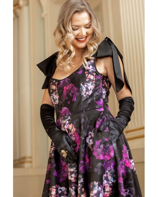 RainSisters Multicolor Velvet A-Line Dress With Tie Straps