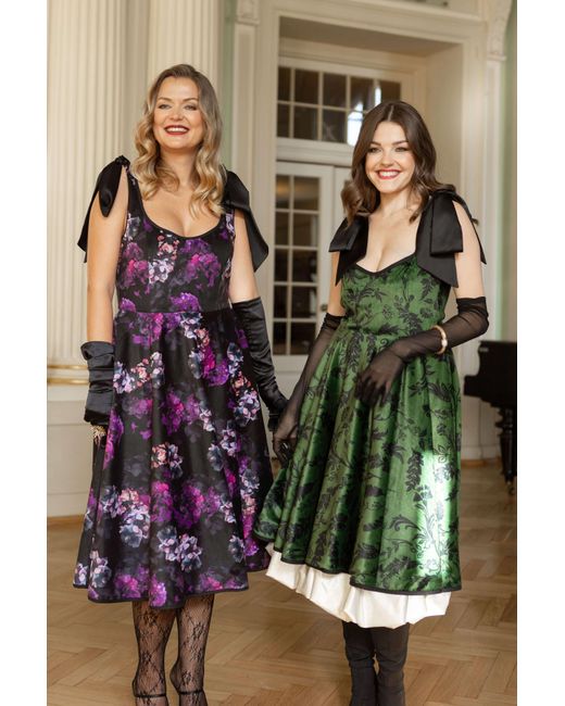 RainSisters Multicolor Velvet A-Line Dress With Tie Straps