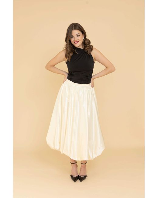 RainSisters White Off- Balloon Midi Skirt