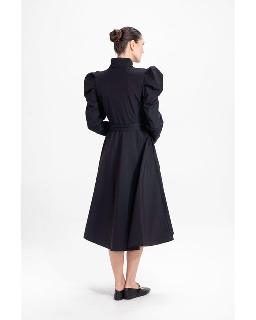 RainSisters Blue Fit And Flare Coat With Balloon-Styled Sleeves
