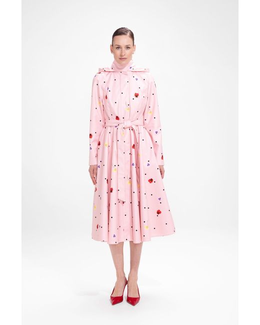 RainSisters Pink Fit And Flare Coat With A-Line Skirt