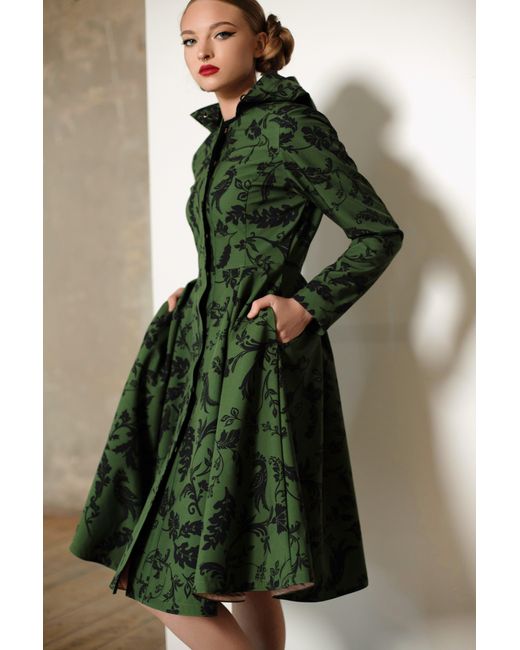 RainSisters Green 'Forest Flower' Coat