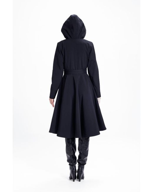 RainSisters Blue Fit And Flare Coat With Full Circle Skirts