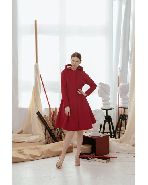 RainSisters Fitted And Flared Coat With Pleated Back