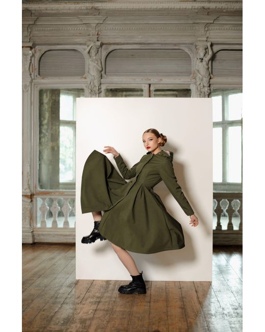 RainSisters Natural Fit And Flare Coat With Pleated Skirt