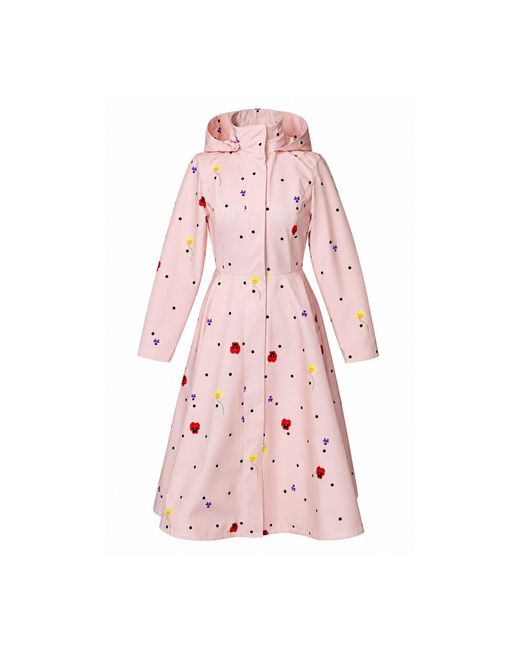 RainSisters Pink Fit And Flare Coat With A-Line Skirt