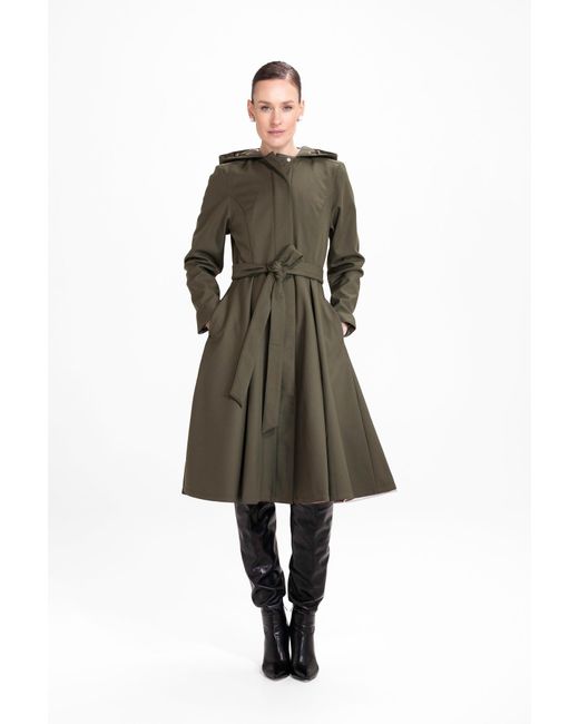 RainSisters Natural Fit And Flare Coat With Pleated Skirt