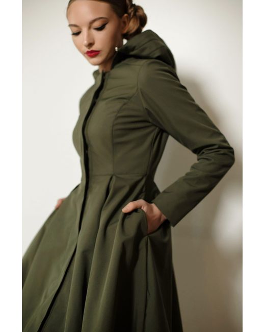 RainSisters Natural Fit And Flare Coat With Pleated Skirt