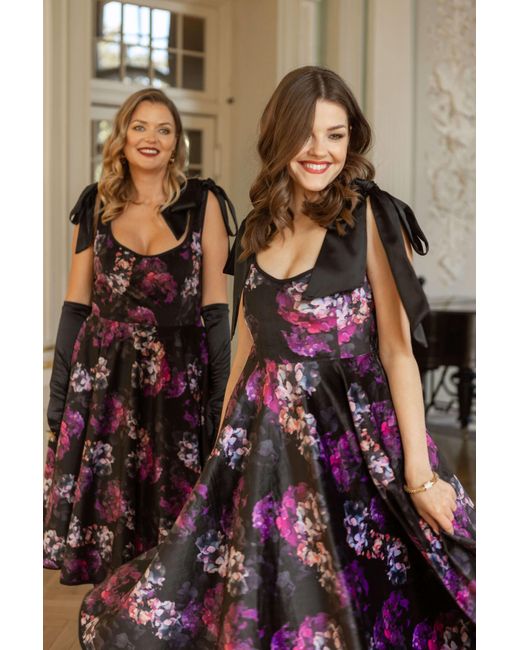 RainSisters Multicolor Velvet A-Line Dress With Tie Straps