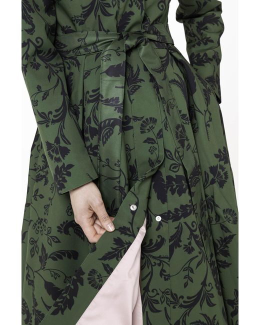 RainSisters Green Fit And Flare Coat With Pleated Skirt