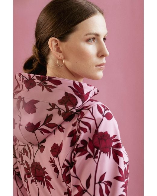 RainSisters Pink Fit And Flare Coat With Pleated Skirt