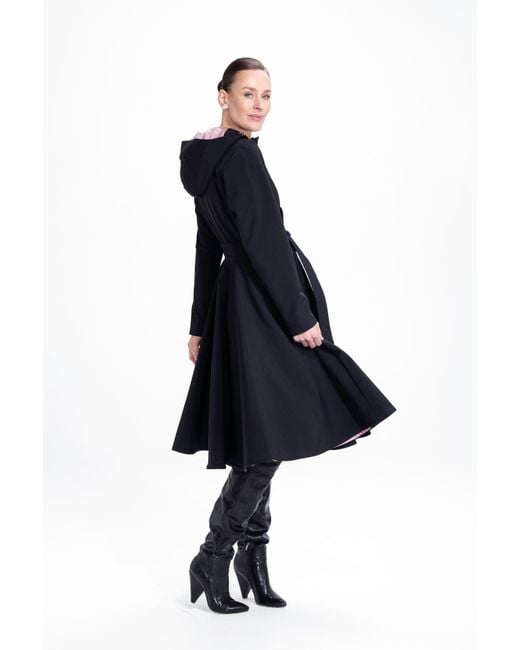RainSisters Blue Fit And Flare Coat With Full Circle Skirts