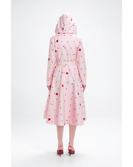 RainSisters Pink Fit And Flare Coat With A-Line Skirt