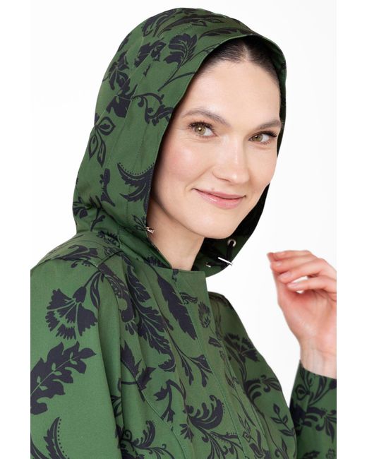 RainSisters Green Fit And Flare Coat With Pleated Skirt