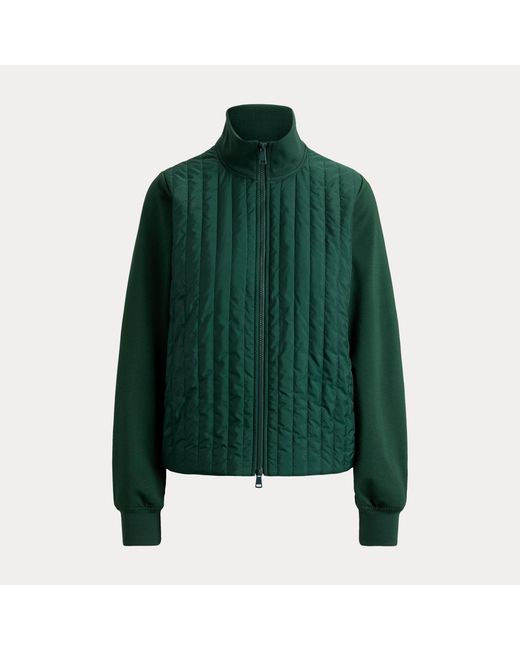 Ralph Lauren Green Hybrid Cropped Full-Zip Mockneck