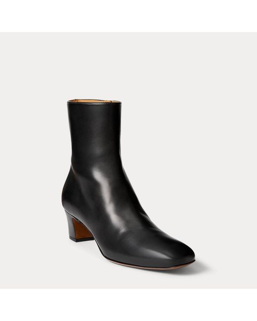 Ralph Lauren Black Brylee Burnished Calfskin Bootie