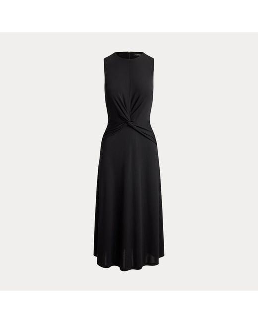 Ralph Lauren Black Twist-Front Sleeveless Jersey Dress