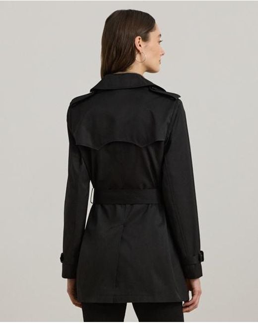 Ralph Lauren Black Zweireihiger Trenchcoat Mit Baumwolle