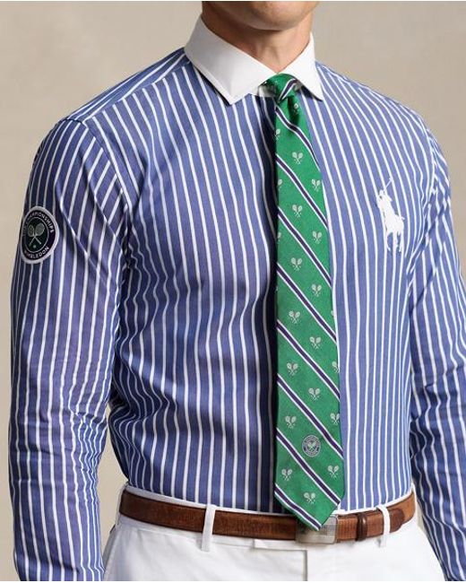Polo Ralph Lauren Blue Wimbledon Striped Stretch Twill Shirt for men