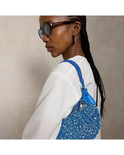 Ralph Lauren Blue Polo Id Beaded Mini Shoulder Bag