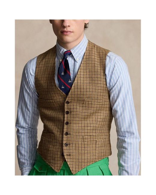 Polo Ralph Lauren Brown Checked Linen-silk Waistcoat for men