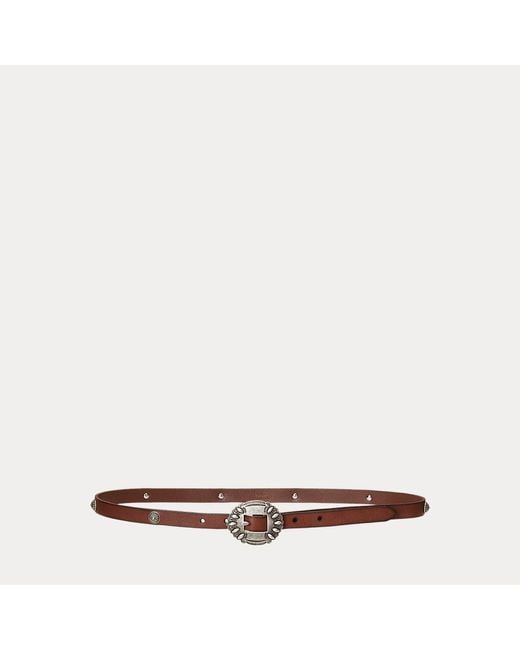 Polo Ralph Lauren Brown Slim Studded Calfskin Belt
