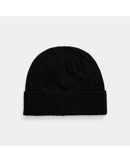 Polo Ralph Lauren Black Cable-knit Merino Wool-blend Beanie for men