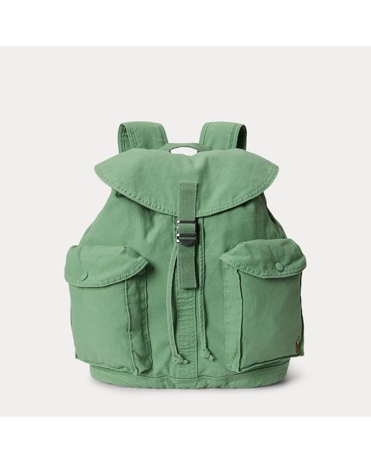 Polo Ralph Lauren Green Flap-Top Canvas Backpack for men