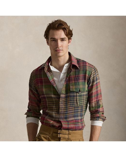 Polo Ralph Lauren Multicolor Classic Fit Plaid Linen Popover Shirt for men