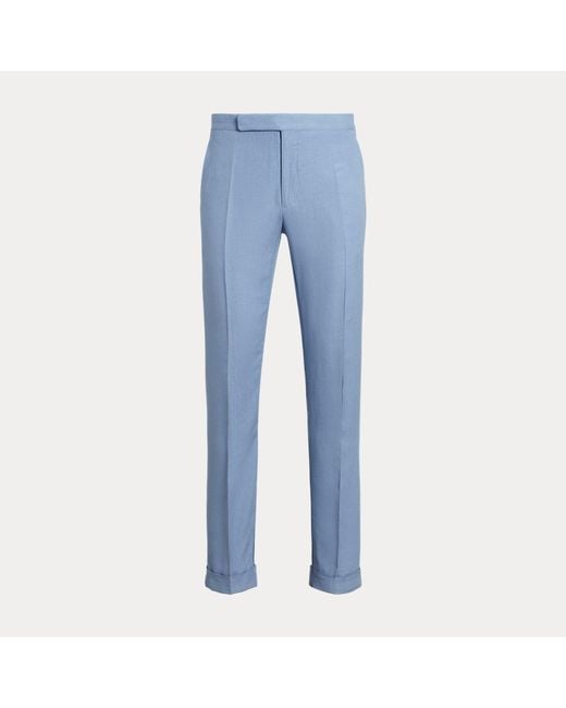 Ralph Lauren Purple Label Blue Gregory Hand-tailored Silk-linen Trouser for men