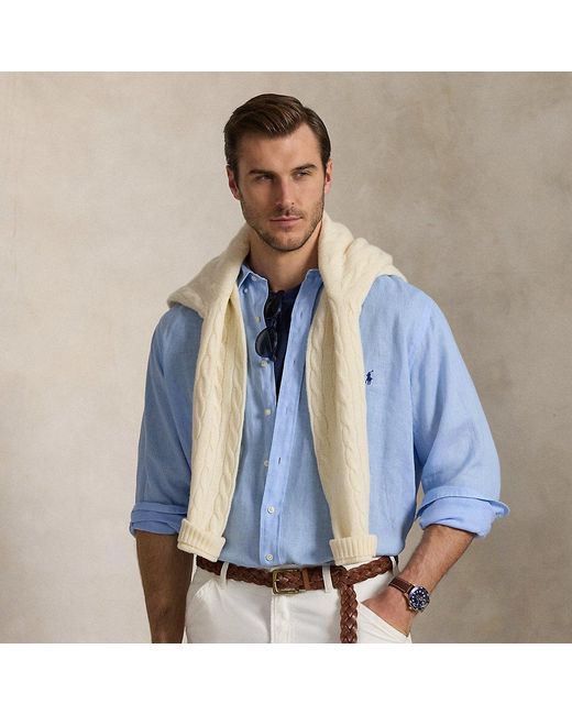 Taglie Plus - Camicia in lino di Polo Ralph Lauren in Blue da Uomo